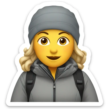 fat female skier with grey jacket and black pants sticker