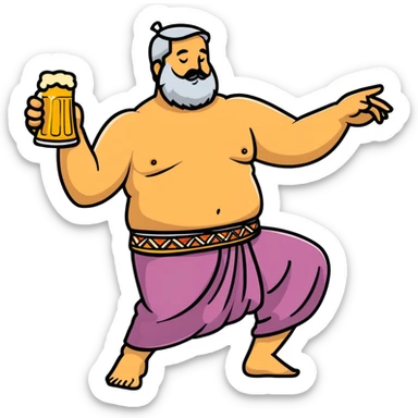 hot dad bod dancing, middle-aged man with slight beer belly dancing with confidence and energy sticker