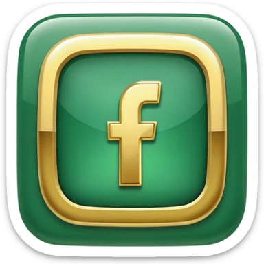 Jade and gold style rounded square Facebook icon button sticker