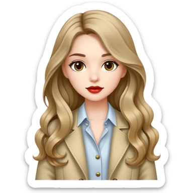 Fashionable girl with stylish outfit and long slightly wavy hair sticker