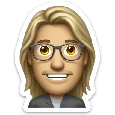 Cool white guy with rimless glasses and long hair grey successful management consultant sticker