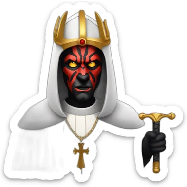 Darth maul with papal hat and robes sticker