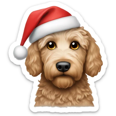 Labradoodle Christmas hat sticker