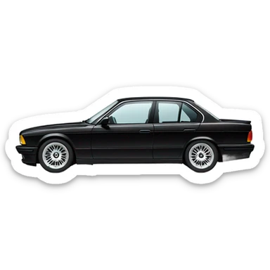 Bmw e32 black side view black interior v8 spoke wheels sticker