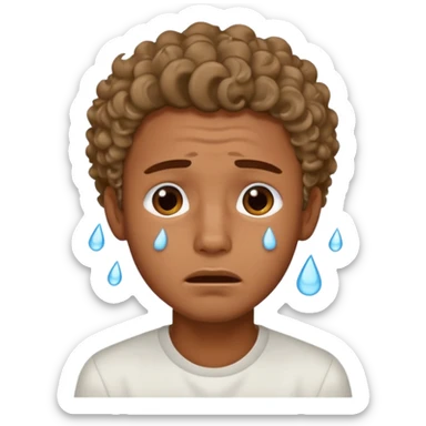 handsome brown boy with light curls and a good sharp jawline crying sticker