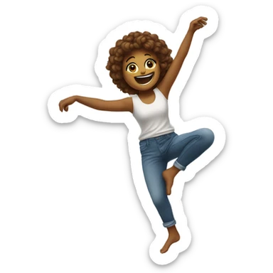 Dancing girl with arms up in a crickel and one leg up in a corner  sticker