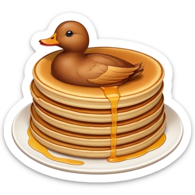 Beijing Peking Duck with crispy skin and pancakes, simplified emoji style with bold outlines and bright colors, cartoon style roasted duck sticker