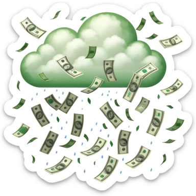 dollars raining from the sky, money falling from clouds sticker