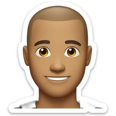 light black male age 28 round face buzz cut hair happy expression sticker