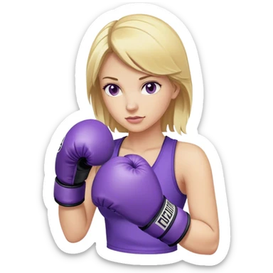 Blonde lady with purple box gloves sticker