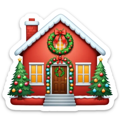 house decorated for christmas sticker
