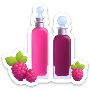 AVON women's perfume bottle next to raspberry bottle sticker