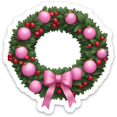 pink ornament wreath with berries sticker