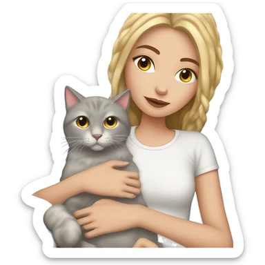 White Girl Cozy with cat  sticker