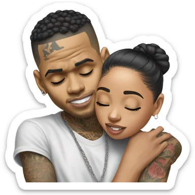 Hyper Realistic Chris Brown hugging Karruche Tran sticker