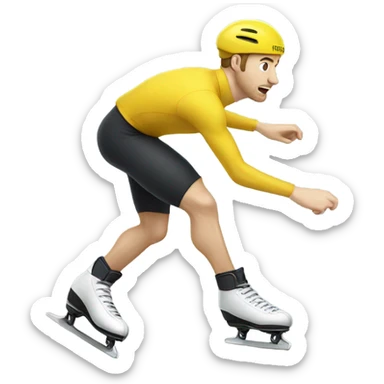 White Man speed skating in yellow shirt  sticker