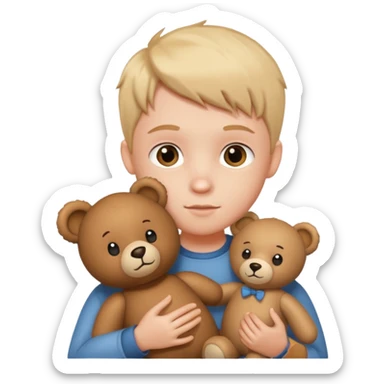 kid with teddy bear sticker