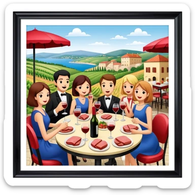 artist wine Party at a french SPAM meat cafe LANDSCAPE  sticker