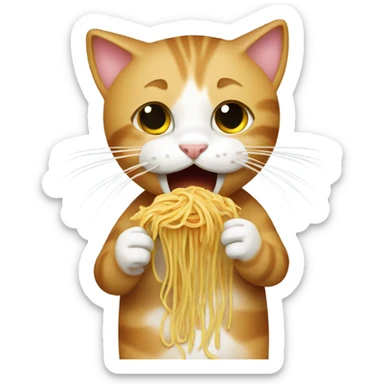 Cat eating spaghetti  sticker