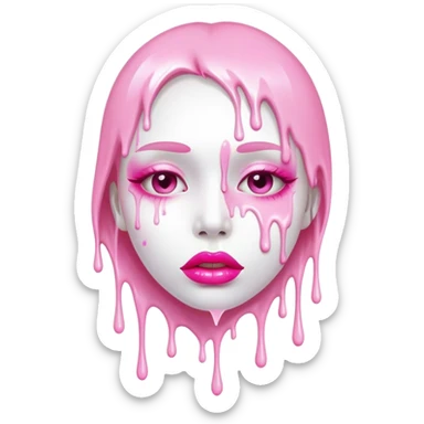 More white paint dripping off Floating pink glossy lips sticker