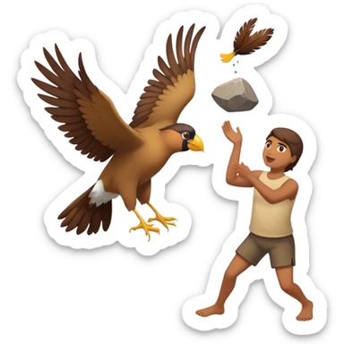 Throwing a rock at two birds  sticker