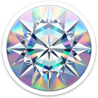 round cut white diamond with holographic shine sticker