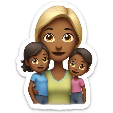 woman with 2 children sticker