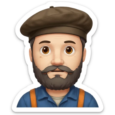 Olentzero es representado como un hombre grueso, desharrapado, manchado de carbón, de buen comer CON BOINA Y BARBA.  sticker