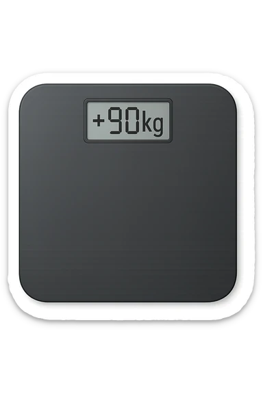 Bilancia pesa persone con scritto +90kg sticker