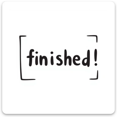 the word 'finished' as a standalone icon in hand drawn notion style doodle sticker