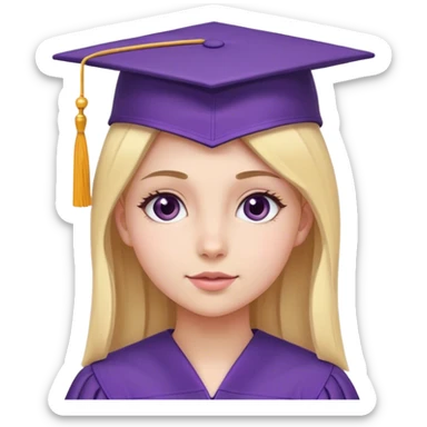 Girl in purple graduation uniform graduation cap sticker