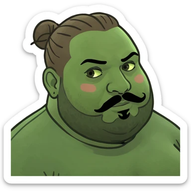 Fat brown man with bun hair style and beard  sticker