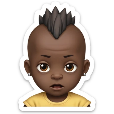 i want an extremely pitch balck baby with a mohawk in the center amd bald from the sides and make sure to make him really really ugly like extremely ugly sticker