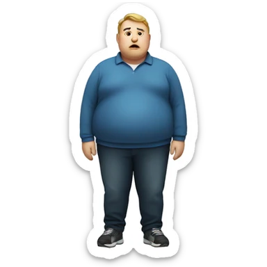 Fat obese man sticker