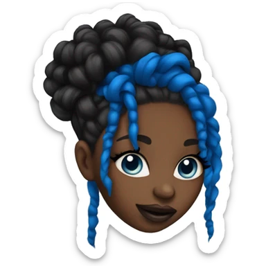 Black girl with blue locs and big lips and lashes sticker