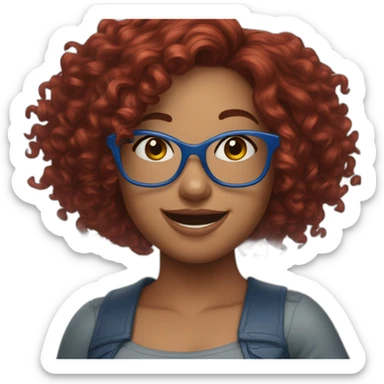 a-curvy-girl-with-dark-red-curly-hair-and-blue-glasses dancing sticker