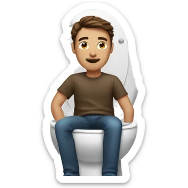 Brown haired man in a toilet sticker