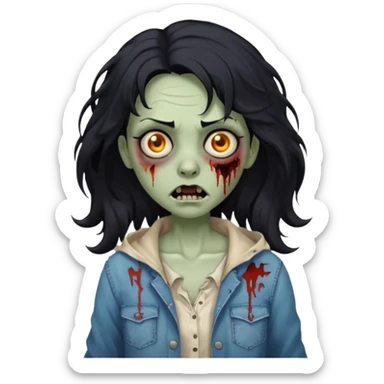 🧟‍♀️ zumbi de cabelo ondulado feminino  sticker