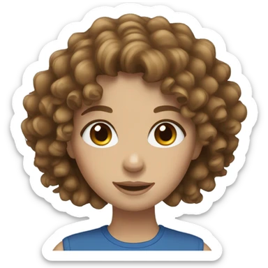 Girl with brown curly hair and blue eyes sticker