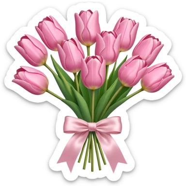light pink tulip bouquet with light pink bow sticker