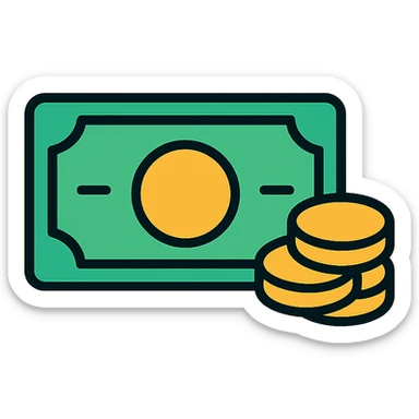 money, simple flat icon style sticker