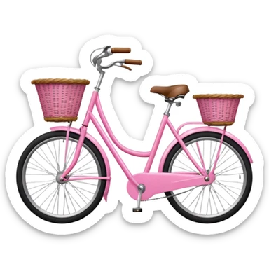 classic Swedish bicycle pink with wicker basket sticker