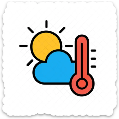 climate icon, modern, clean, black outlines with color accents sticker