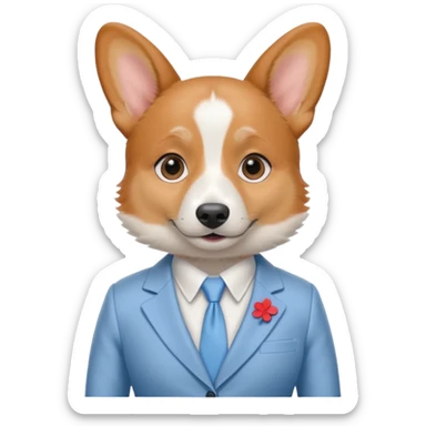 perrita caricatura gorgi gales ejecutiva con ropa celeste claro mujer tipo entrevistadora sticker