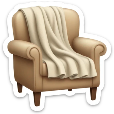 Beige Armchair with blanket and book sticker