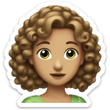 Princess with green eyes and brown wavy hair sticker