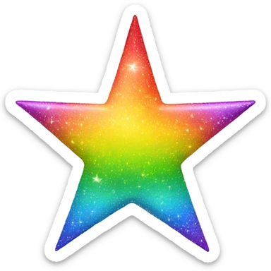rainbow star, sparkle  sticker