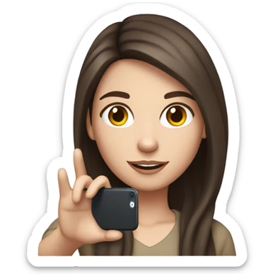 Brunette white girl taking picture with a phone sticker