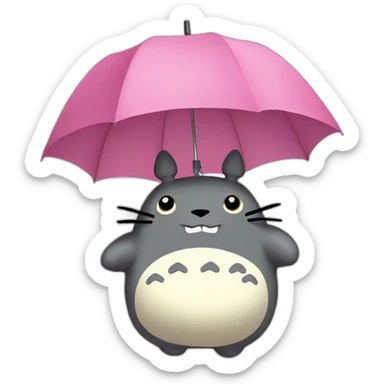 pink totoro with umbrella  sticker