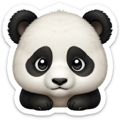 Cinematic Noble Baby Panda Portrait Emoji, Poised and regal, with a tiny, adorable build and a soft, fuzzy Fur of black and white, deep-set soulful gentle eyes, Simplified yet sharp and sophisticated features, highly detailed, glowing with a soft, dignified glow, high shine, intelligent and endearing, stylized with an air of miniature majesty, focused and attentive, soft glowing outline, capturing the essence of a watchful and confident little panda, so majestic it feels as though it could toddle out of the screen with effortless authority! sticker